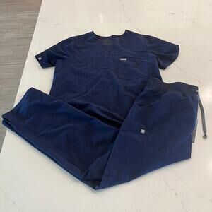 Figs Navy Blue Straight Leg Pants & Jumpsuit Set